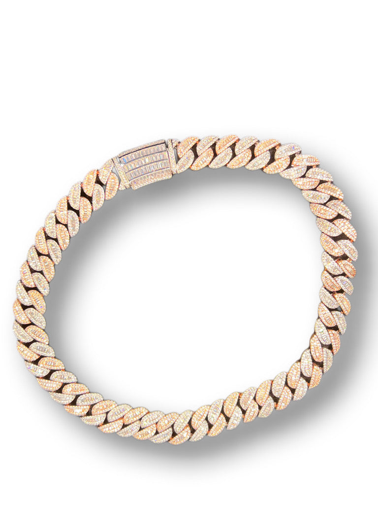 Rose Gold Iced  Baguette 18mm 20 Inch Cuban