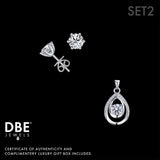 Set 2 | White Sapphire 1 CT Tear Drop Pendant Necklace & 2 CT Round Cut Stud Earrings