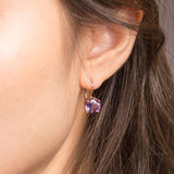 Amethyst Round Cut 2 CT 14K Rose Gold Drop Earrings