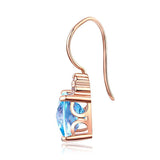 Swiss Blue Cushion Cut 2.5CT/.07 Diamond Drop Earrings