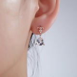 Pear Cut Topaz 3.5 CT/.07 Diamonds Dangle Tear Drop Earrings