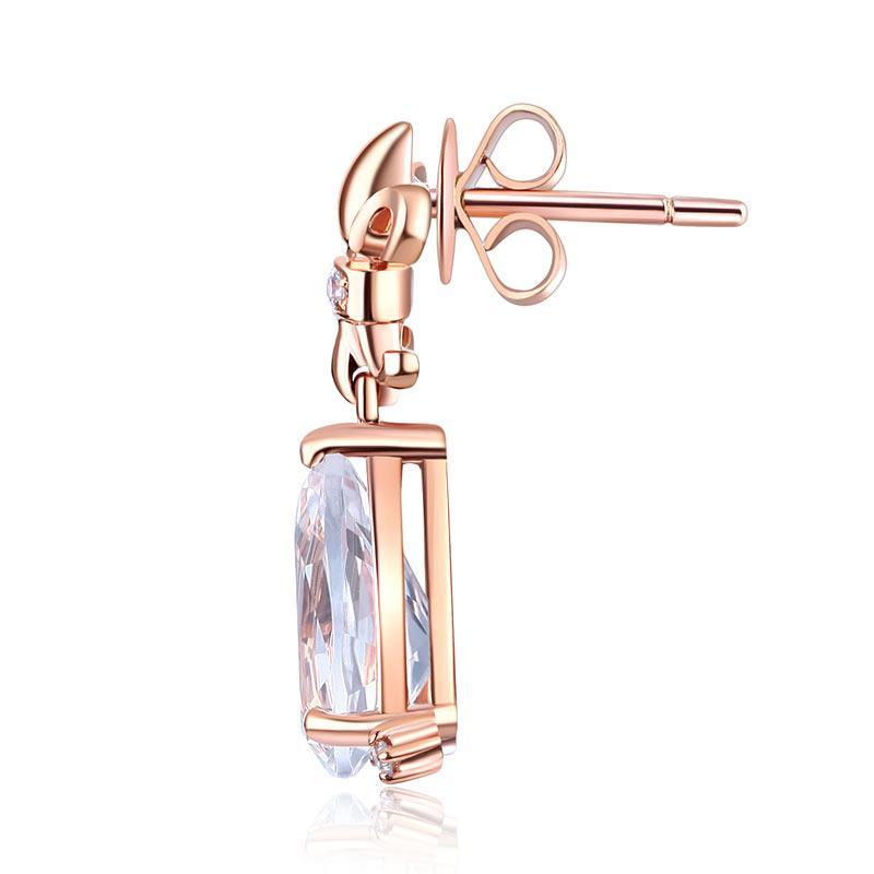 Pear Cut Topaz 3.5 CT/.07 Diamonds Dangle Tear Drop Earrings