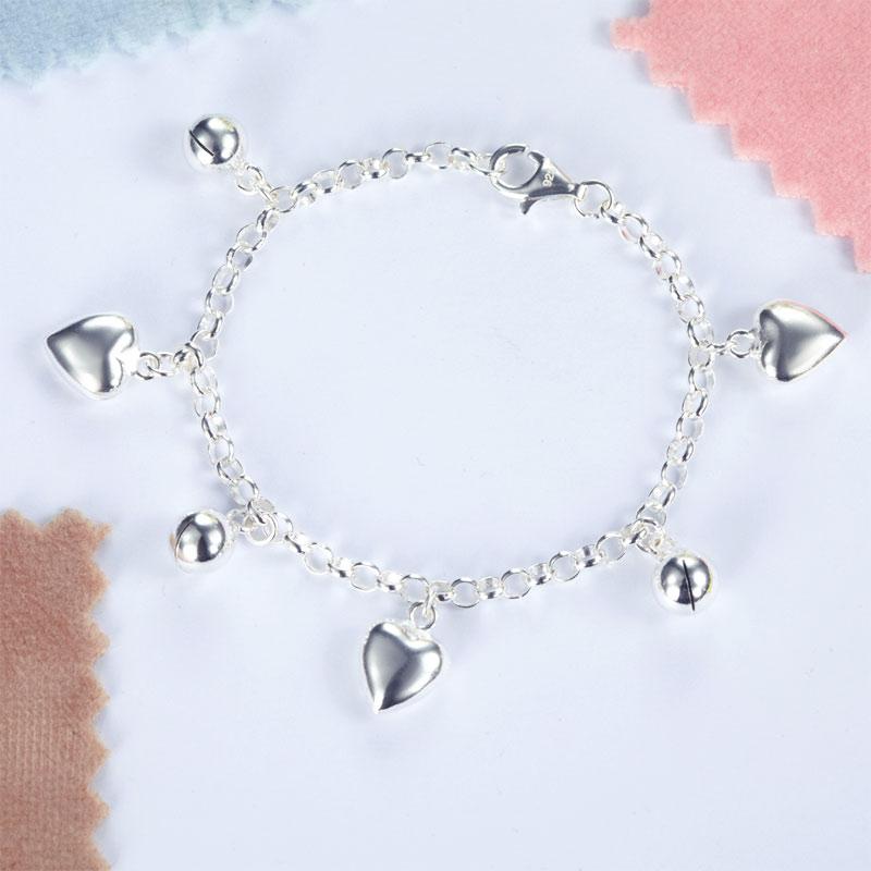 Sterling Silver Dangle Hearts, Kid Girl Bracelet