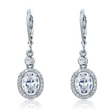 Halo 1.5 Carat Oval Cut Dangle Earrings