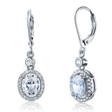 Halo 1.5 Carat Oval Cut Dangle Earrings