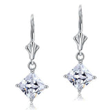 Princess Cut 1.5 Carat Engraved Lobster Clasp Earring