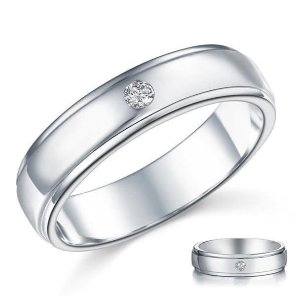 Men's 2mm Round Cut  Crafted White Sapphire Band