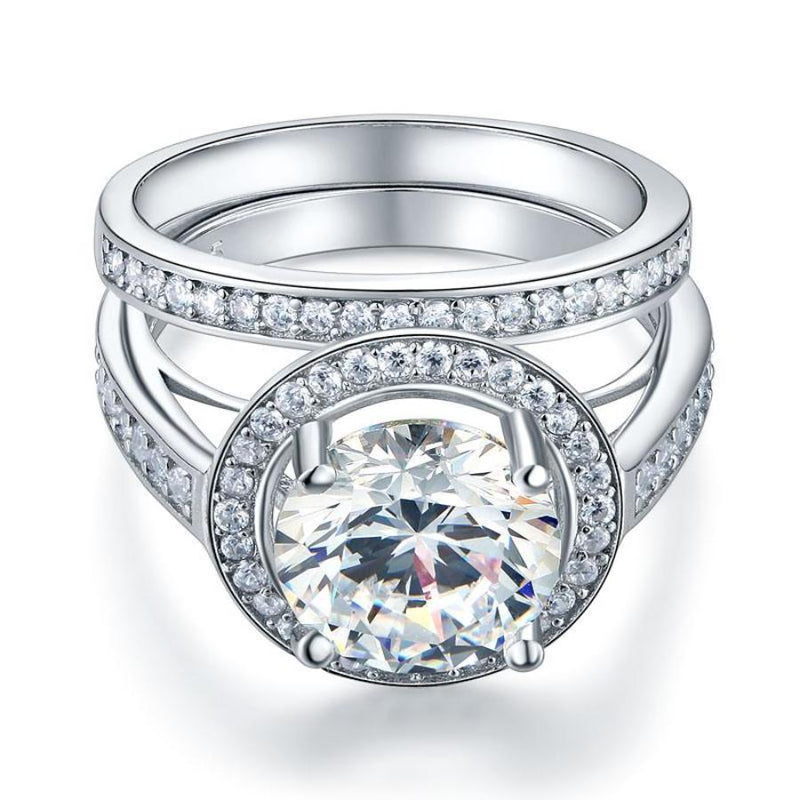 Engagement Ring Set, White Sapphire Ring, Discount Ring, diamonds