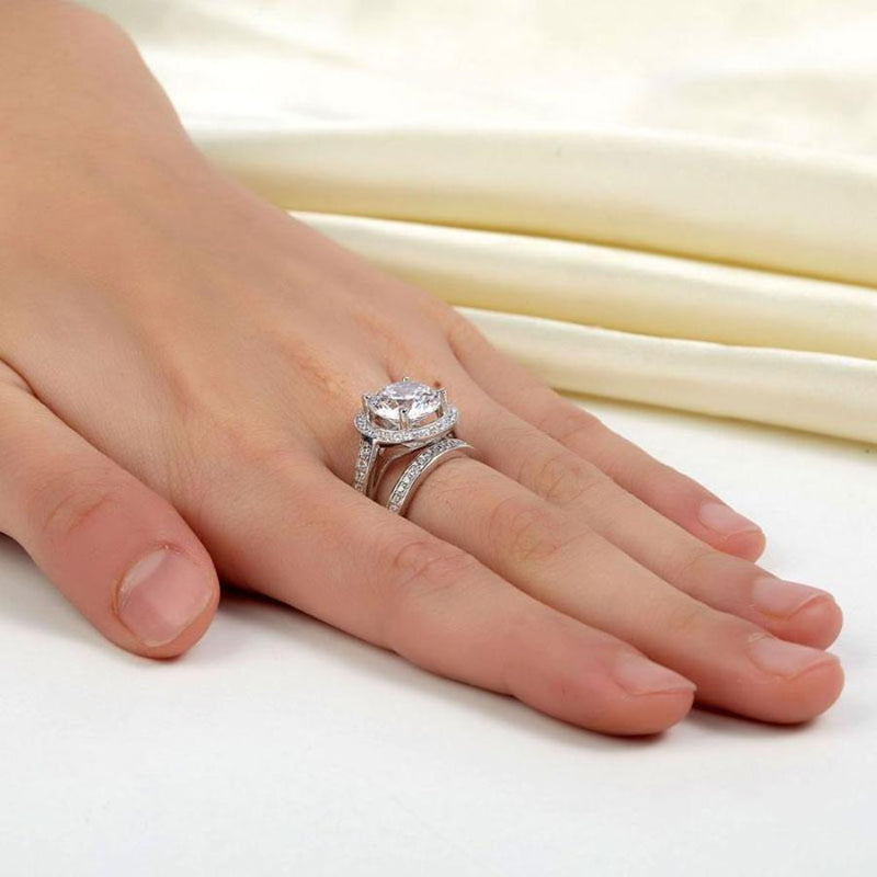 Engagement Ring Set, White Sapphire Ring, Discount Ring, diamonds