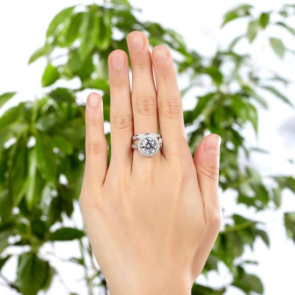 Engagement Ring Set, White Sapphire Ring, Discount Ring, diamonds