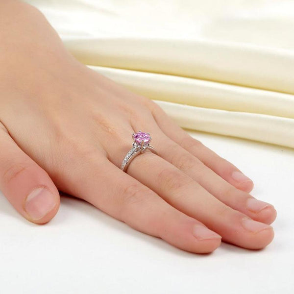 Round Brilliant Cut 1.25 Pink 6 Claw Sapphire Ring