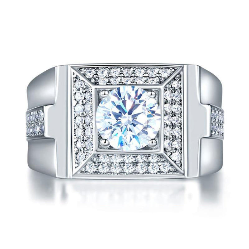 Bold 1 Carat Crafted  White Sapphire Micro Set Band