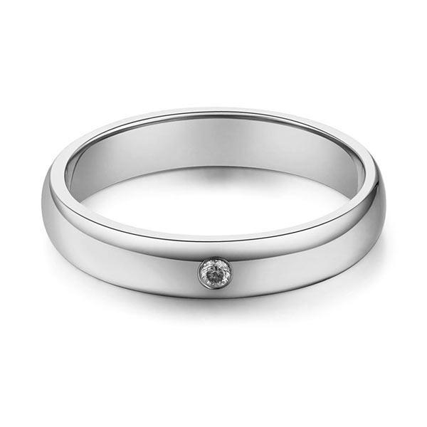 Men Solid Classic 14k White Gold .03 CT Diamond Band