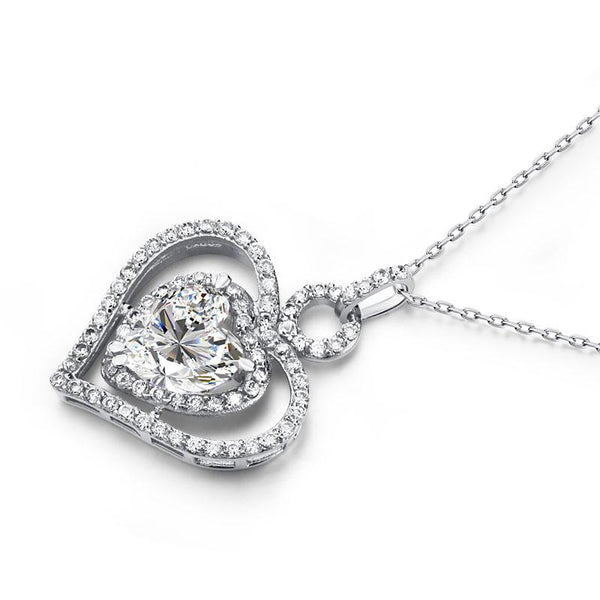 Set 3 | White Sapphire 3 CT Heart Pendant & 2 CT Round Cut Stud Earrings