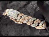 Rose Gold Iced  Baguette 18mm 20 Inch Cuban