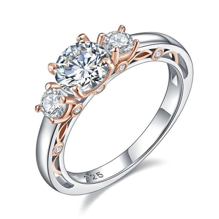 Vintage 1 Carat Rose Gold Two Tone Ring