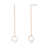 Fresh Water Pearl 18K/750 Rose Gold Long Line Earrings