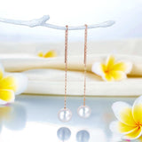 Chained Simplistic 18K/750 Rose Gold Fresh Water Pearl Earrings