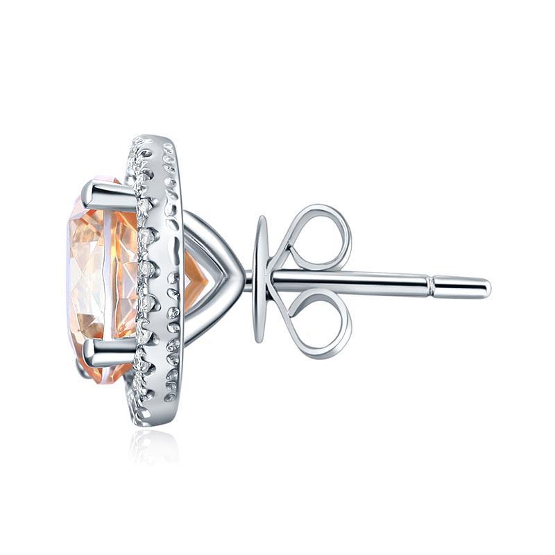 Round Cut Yellow Canary Topaz 2.5 CT/.285 CT Diamonds 14K Gold Studs