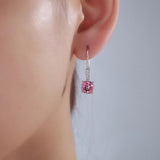 Round Cut Pink Topaz 2.5 CT 14K White Gold Dangle Earrings